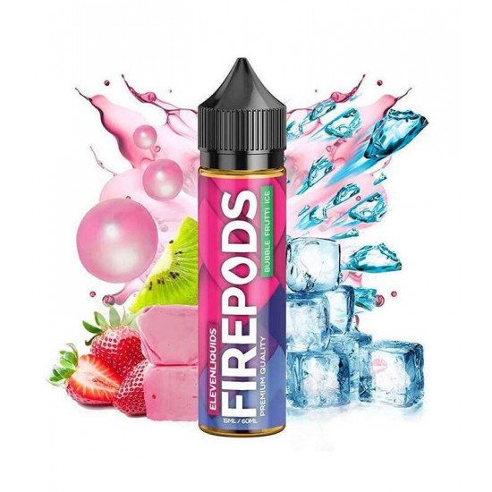 Firepods – Bubble Frutti Ice 15ml/60ml (Φράουλα, Ακτινίδιο, Τσιχλόφουσκα & Πάγος) (Flavour Shots) ELEVEN LIQUIDS