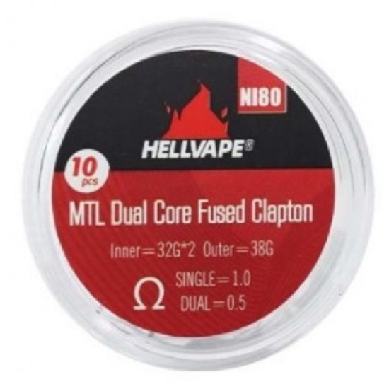 Hellvape NI80 MTL Dual Core Fused Claptons Coils pre-built (10pcs) 1Ohm